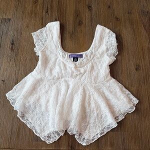 3/20$ Girls White Lace Peplum Top size Small